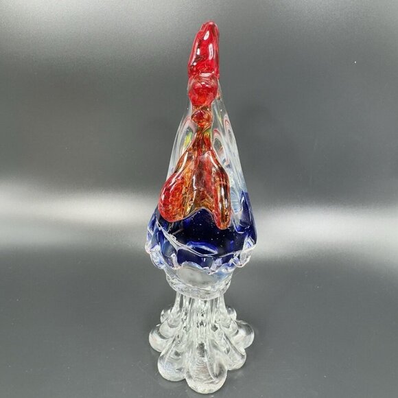 Venetian Art Glass Rooster Hen Figurine Heavy Glass Paperweight Sculpture Decor - Picture 11 of 14